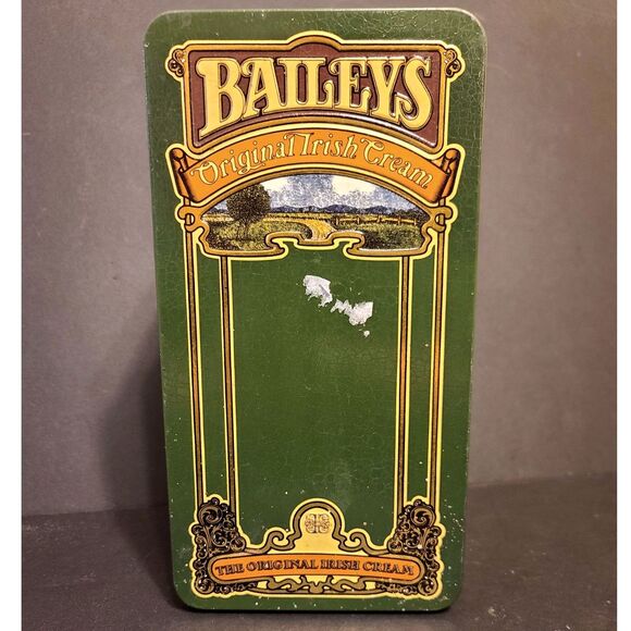 Baileys Original Irish Cream Vintage Tin Container Box Green Made in England - Picture 1 of 11